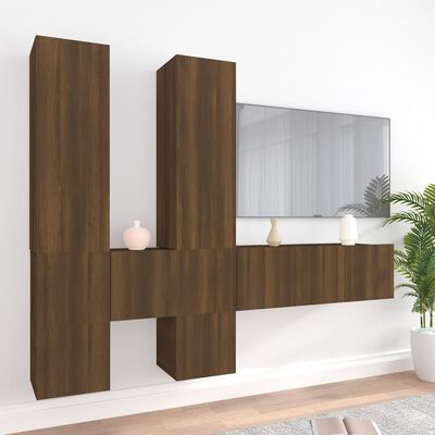 vidaXL Set de muebles para TV 7 pzas madera contrachapada roble marrón