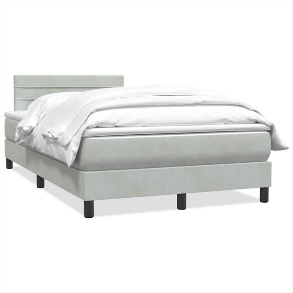 vidaXL Cama box spring con colch&oacute;n terciopelo gris claro 120x220 cm