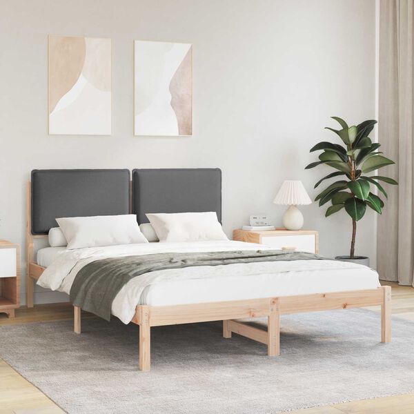 vidaXL Estructura de Cama con Cabecera Tapizada Gris oscuro