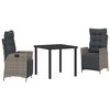vidaXL Conjunto de Comedor de Jard&iacute;n 3 uds. Gris rat&aacute;n sint&eacute;tico