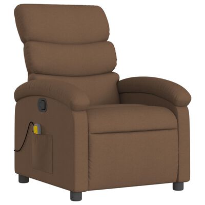 vidaXL Sillón reclinable con masaje de tela marrón