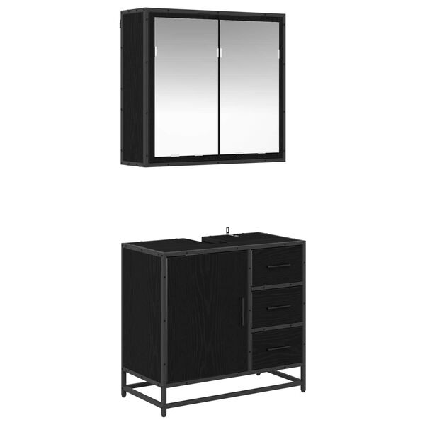 vidaXL Juego de muebles de ba&ntilde;o 2 pcs Roble negro Madera contrachapada