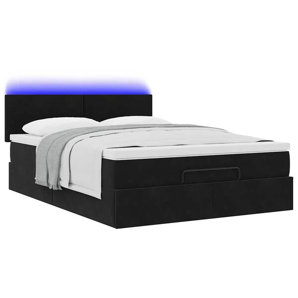 vidaXL Estructura de cama otomana con colchón terciopelo negro