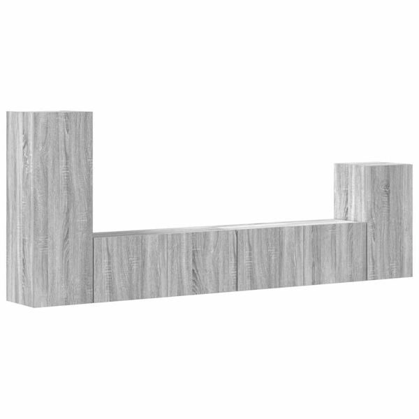 vidaXL Set de muebles para TV 4 pzas madera contrachapada gris Sonoma