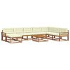 vidaXL Conjunto de sof&aacute;s de exterior con coj&iacute;n 9 pcs Natural y Crema
