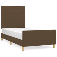 vidaXL Estructura de cama con cabecero de tela marrón oscuro 90x190 cm
