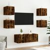 vidaXL Muebles TV pared con LED 6 pzas madera ingenier&iacute;a roble ahumado