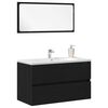vidaXL Juego de muebles de ba&ntilde;o 2 pcs Roble Negro Madera contrachapada