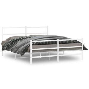 vidaXL Estructura cama sin colch&oacute;n con estribo metal blanco 150x200 cm