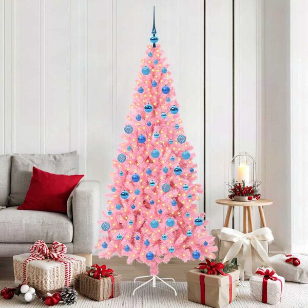 vidaXL &Aacute;rbol de Navidad con 300 LED con soporte Rosa 180 cm PVC