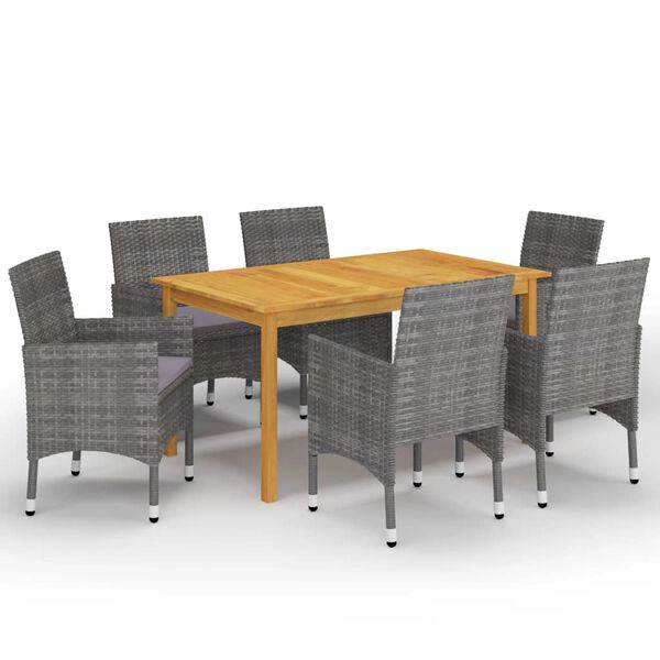 vidaXL Set de comedor de jard&iacute;n de 7 piezas gris