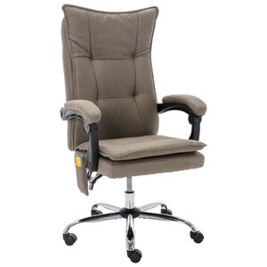 vidaXL Silla de oficina de masaje de tela gris taup&eacute;