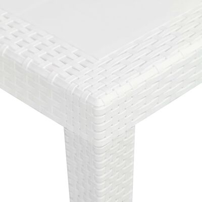 vidaXL Mesa y sillas de jardín 5 piezas plástico blanco aspecto ratán