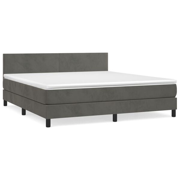 vidaXL Cama box spring con colch&oacute;n terciopelo gris oscuro 160x200 cm