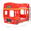 vidaXL Litera autobús de Londres MDF rojo 90x200 cm