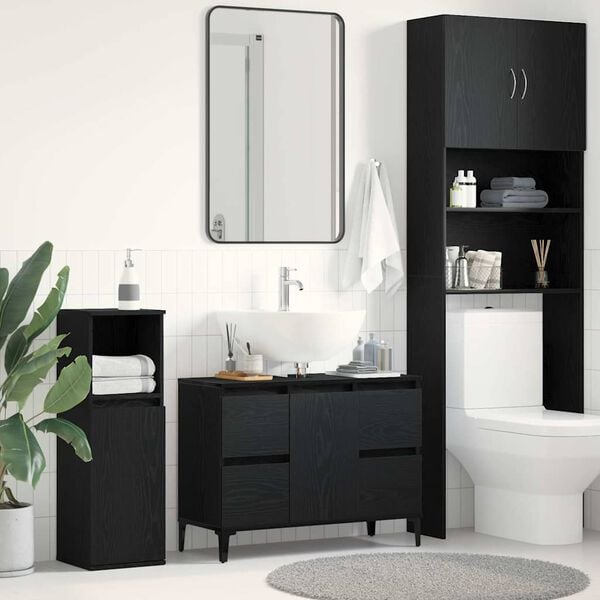 vidaXL Gabinete de Lavabo para Ba&ntilde;o Roble Negro 80 x 33 x 60 cm