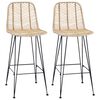 vidaXL Silla de Bar 2 uds. Natural 44 x 52 x 111 cm Ratan e Hierro
