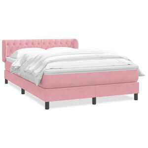 vidaXL Cama box spring con colch&oacute;n terciopelo rosa 160x220 cm