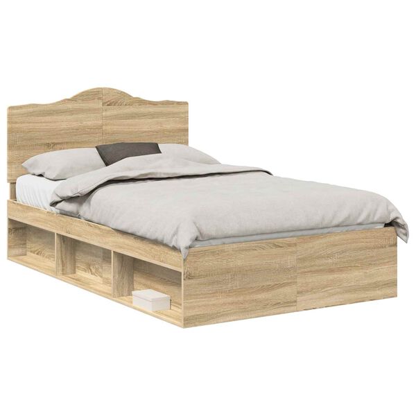 vidaXL Estructura de cama Sonoma 120 x 190 cm Madera de pino macizo
