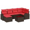 vidaXL Juego de Sof&aacute; con coj&iacute;n 7 pcs Marr&oacute;n y Rojo rat&aacute;n sint&eacute;tico