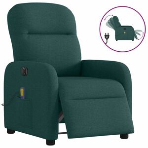 vidaXL Sill&oacute;n reclinable de masaje el&eacute;ctrico tela verde oscuro
