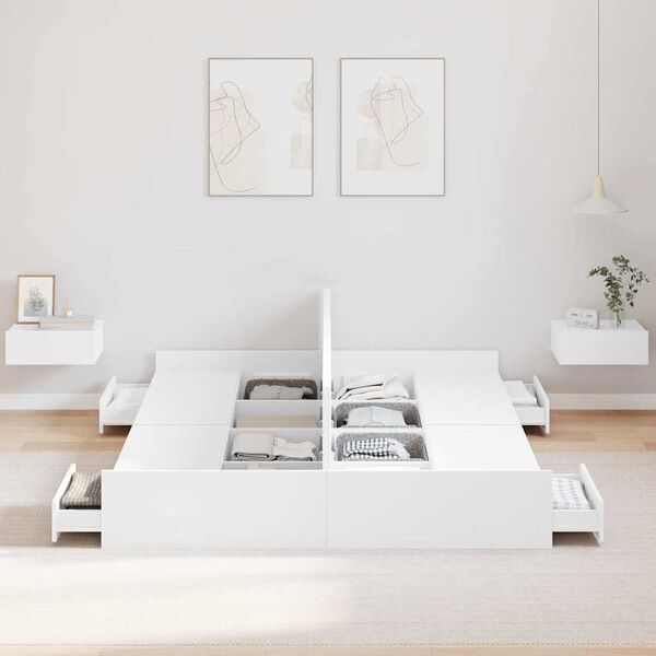 vidaXL Cama con almacenamiento 135 x 190 cm Madera contrachapada