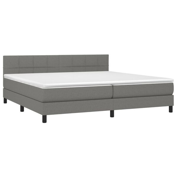 vidaXL Cama box spring colch&oacute;n y luces LED tela gris claro 200x200 cm
