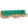 vidaXL Set de muebles de jardín 8 piezas bambú con cojines verde