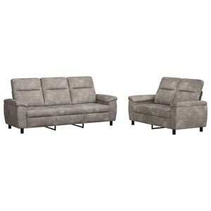 vidaXL Juego de Sof&aacute; 2 pcs Gris Claro Cuero de Suede Sint&eacute;tico