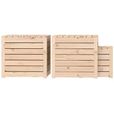 vidaXL Set de cajas de jardín 3 piezas madera maciza de pino