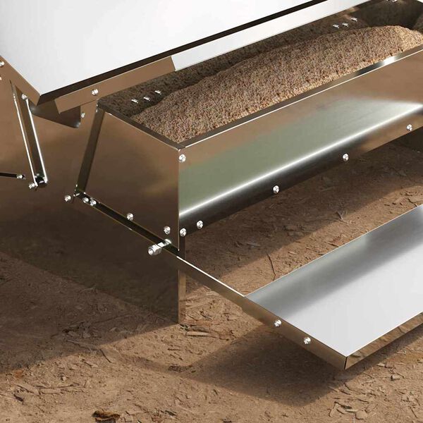 vidaXL Comedero de Pedal para Pollos Plateado 75 x 53 x 20,5 cm