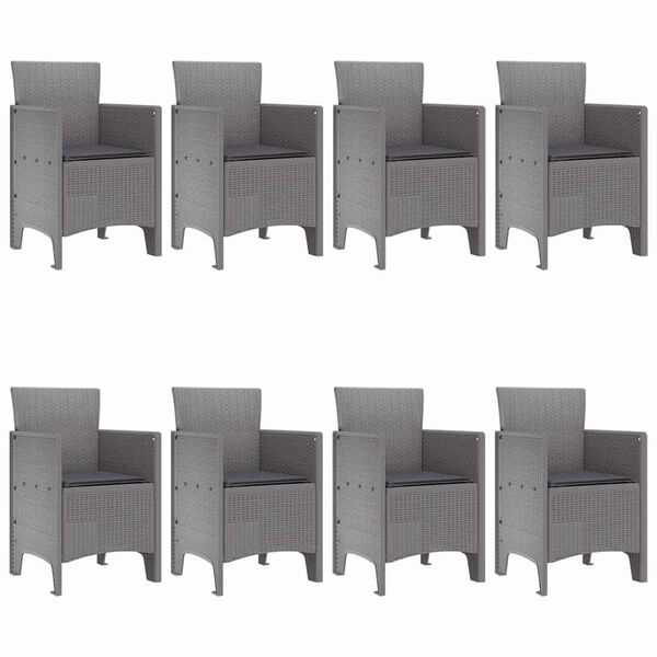 vidaXL Conjunto de Comedor de Jard&iacute;n 9 pcs Gris Claro Polipropileno