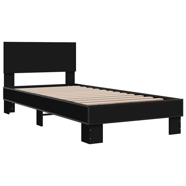 vidaXL Estructura de cama madera de ingenier&iacute;a y metal negro 90x200 cm