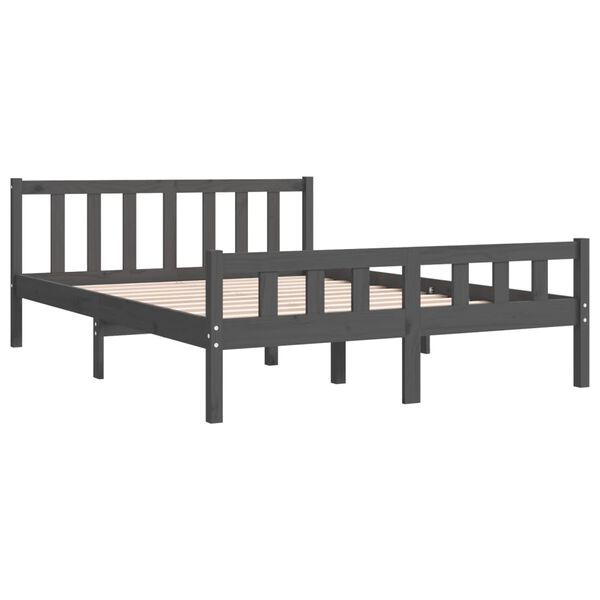 vidaXL Estructura de cama sin colch&oacute;n madera maciza gris 140x190 cm