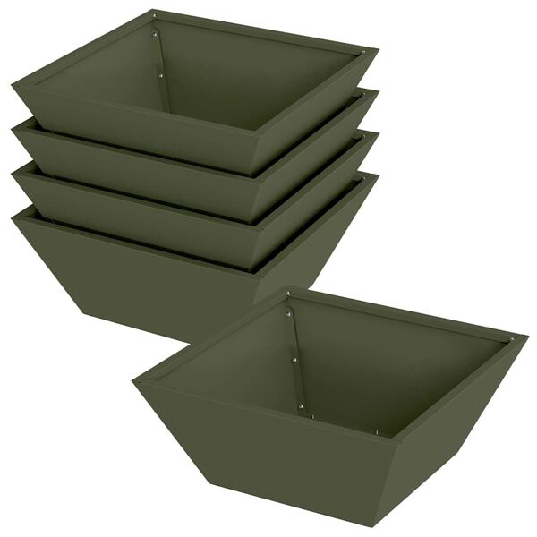 vidaXL Maceta para Jard&iacute;n 5 pcs Verde Oliva 40 x 40 x 15 cm