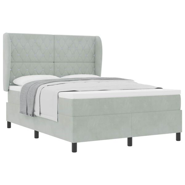 vidaXL Cama tipo Box Spring Gris Claro 200 x 160 cm Poli&eacute;ster