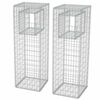 vidaXL Cesta poste/jardinera de gaviones 2 unidades acero 50x50x160 cm