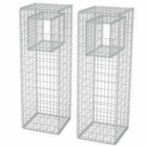 vidaXL Cesta poste/jardinera de gaviones 2 unidades acero 50x50x160 cm