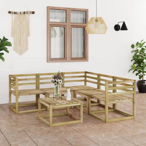 vidaXL Set de muebles de jard&iacute;n 6 pzas madera de pino impregnada verde