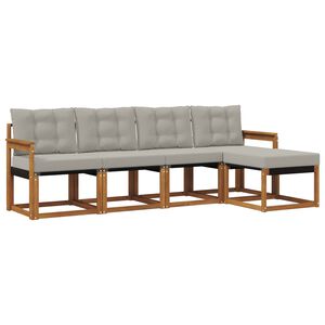 vidaXL Conjunto de sof&aacute;s de exterior 5 pcs Gris Natural y Claro