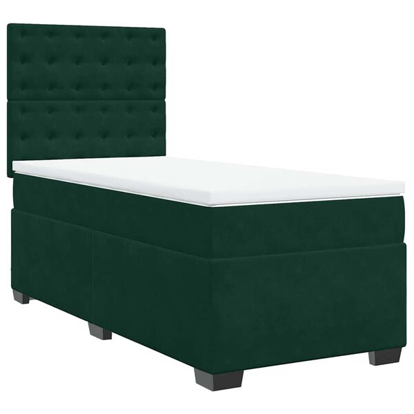 vidaXL Cama box spring con colch&oacute;n terciopelo verde oscuro 80x200 cm