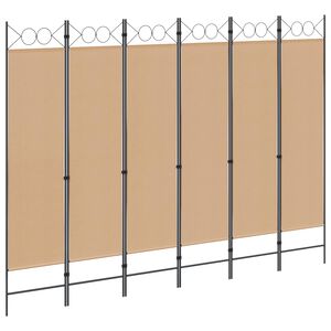 vidaXL Divisor de habitaci&oacute;n de 6 paneles Beige 240 x 180 cm Tela
