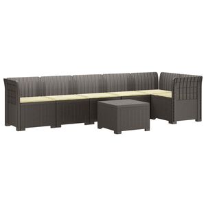 vidaXL Sof&aacute; de Jard&iacute;n para 6 Personas con Cojines Estilo Rattan PP