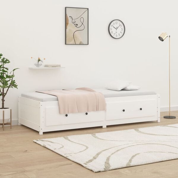 vidaXL Sof&aacute; cama de madera maciza de pino blanco 90x190 cm