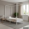 vidaXL Cama con dosel sin colch&oacute;n madera maciza blanco 90x200 cm