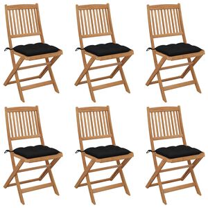 vidaXL Sillas plegables (6 unidades) con cojines, de madera maciza de acacia.