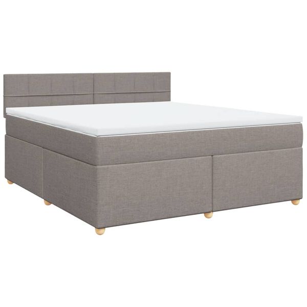 vidaXL Cama box spring con colch&oacute;n tela gris taupe 180x200 cm