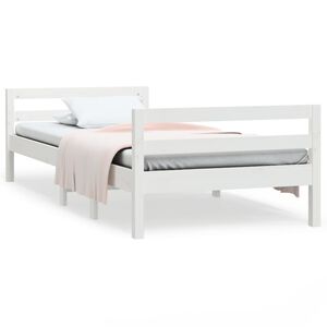 vidaXL Estructura de cama sin colch&oacute;n madera maciza blanca 75x190 cm