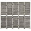 vidaXL Biombo de 5 paneles de madera maciza gris 179x166 cm