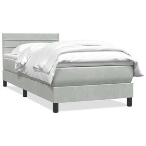vidaXL Cama box spring con colch&oacute;n terciopelo gris claro 80x220 cm